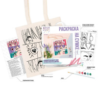 Раскраска на сумке "В стиле аниме. Настроение" (шоппер 35х40см, краски 5шт., кисть) RWCB-011 от магазина "Карандаш"