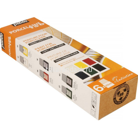 Краски по фарфору и керамике под обжиг 6 цветов 20мл глянцевые №1 Porcelaine 150 "Открытие" 756471 от магазина "Карандаш"