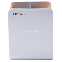 Подставка д/канц.принадлежностей 9х8х11см 4 отделения, пластик, оранжево-серая E9137 от магазина "Карандаш"