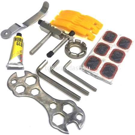 Ремкомплект велосипедный (ключи, тиски, клей, резина) Y6372-17 от магазина "Карандаш"