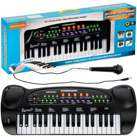 Синтезатор с микрофоном 50х19см 37 клавиш, пластик, блок питания HS999A
