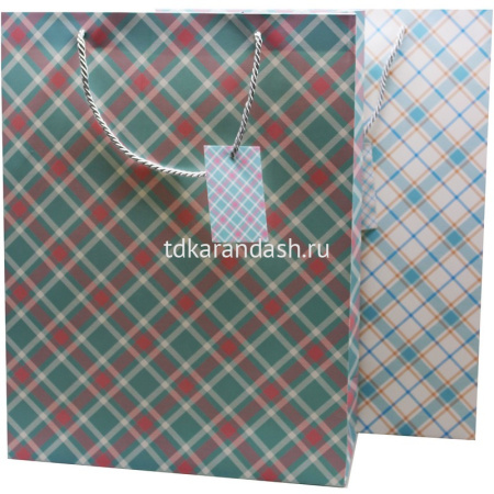 Пакет подарочный "Клеточка" 14,5х18х8см 3 цвета 11458-24 от магазина "Карандаш"