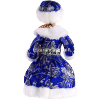 Снегурочка 30см в синей шубе с поясом (звук) Т-5555 от магазина "Карандаш"