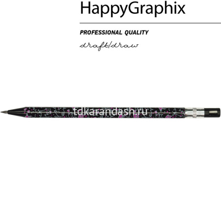 Карандаш цанговый механический "FunGraphix. Черные котята" 2мм с ластиком, точилкой 21-0041/06 от магазина "Карандаш"