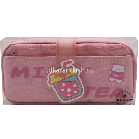 Пенал "Milk tea" 21х10,5х5,5см, прямоугольный, 1 отделение, 1 карманн, на кпопке, текстиль, кораллов от магазина "Карандаш"