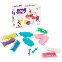 Набор д/лепки из теста 6 цветов 30гр. "Твое мороженое" (тарелки-мороженицы, формочка, 2 палочки) TA2 от магазина "Карандаш"