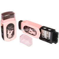 Точилка 2 отв. "Black excellence" с контейнером, ластиком и щеткой пластик 4 вида 35-0059 от магазина "Карандаш"