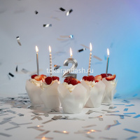 Свечи д/торта 8шт. 12см с подсвечниками, металлик "Серебряный микс" 802711 от магазина "Карандаш"