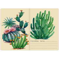 Тетрадь А5 40л клетка "Ночные кактусы" прошитый блок крафт-картон 7-40-001/28 от магазина "Карандаш"