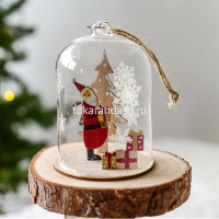 Подвеска "Дед Мороз в колбе" 11см светящаяся, стекло/дерево WTH-102A от магазина "Карандаш"