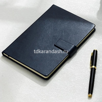 Бизнес-блокнот A5 96л клетка, искусственная кожа, магнитная застежка, черный EN138G/BLACK от магазина "Карандаш"