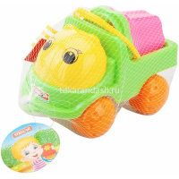 Набор д/песка № 141 (грузовик Кузнечик-2, ведро, сито, грабли, совок) 25х15х15см в сетке 01841/C от магазина "Карандаш"