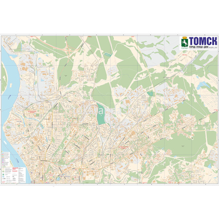 Карта г.Томска складная 65х96см двусторонняя, масштаб 1:11000
