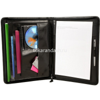 Папка на молнии "Лидер" 34х26х2см 1 отделение, искусственная кожа, черная 123 от магазина "Карандаш"