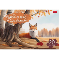 Альбом для рисования А4 20л "Рыжие лисички" на скобе матовая ламинация 5 дизайнов 091477 от магазина "Карандаш"