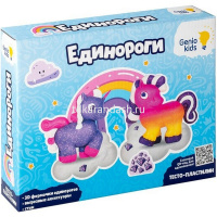 Набор д/лепки из теста 3 цвета 30гр. с блетками 3 цвета 50гр. "Единороги" (формочки, вкладыш, стек) от магазина "Карандаш"