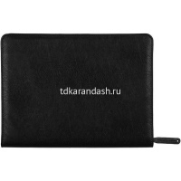 Папка на молнии "Лидер" 34х26х2см 1 отделение, с планшетом, экокожа, черная 129 от магазина "Карандаш"