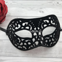 Маска венецианская ажурная, бархат, черная Y7283-18 от магазина "Карандаш"