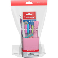 Набор настольный "Base Pastel" 18,5х8х23см 6 предметов, пластик, розовый 53307 от магазина "Карандаш"