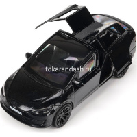 Машина "Tesla Model X Plaid" черная, инерционная, металл 12см (открывающиеся двери) MODELX-12-BK-WOD от магазина "Карандаш"