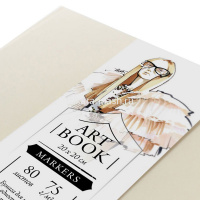 Скетчбук 20х20см 80л 75г/м2 "Fashion" для маркеров, на резинке, твердая обложка, кремовый 401127 от магазина "Карандаш"