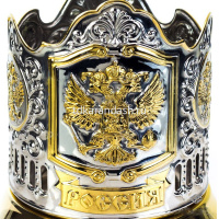 Подстаканник "Герб России" со стаканом, позолоченный, в подарочном футляре 740034 от магазина "Карандаш"