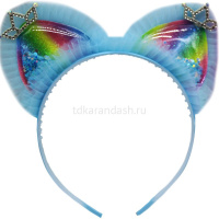 Ободок Уши с короной и стразами, пластик/текстиль 4 цвета Y10630-24 от магазина "Карандаш"