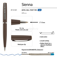 Ручка шариковая "Sienna" 1,0мм синяя, автомат, коричневый металлический корпус 20-0221 от магазина "Карандаш"