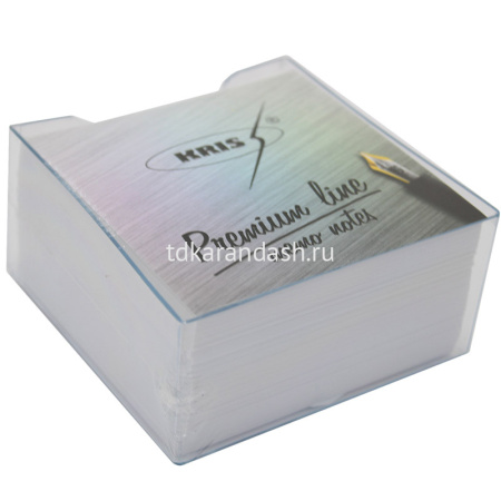 Пластиковый бокс 9х9х4,5см прозрачный с блоком белой бумаги КУБ-4Б