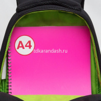 Рюкзак 30х39х20см, 728гр, 3 отделения, 4 кармана, с брелком, черный/лаванда RG-362-4/2 от магазина "Карандаш"