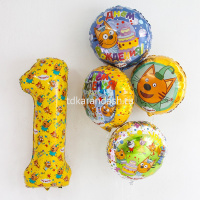 Шар воздушный 46см(18") Круг "С Днем Рождения! Три кота" желтый, фольга 401010 от магазина "Карандаш"