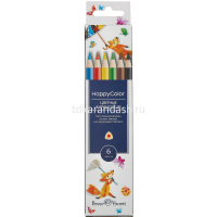 Карандаши 6 цветов "HappyColor" трехгранные дерево, картон 30-0051 от магазина "Карандаш"