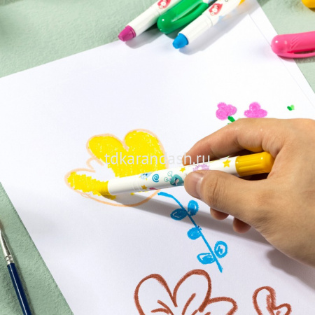 Мелки гелевые 12 цветов "Монстрики" круглые, картон EC211-12 от магазина "Карандаш"