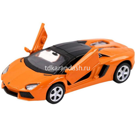 Машина "Lamborghini Aventador" оранжевая, инерционная, металл 17,5см (свет, звук, откр.двери) JB1200 от магазина "Карандаш"