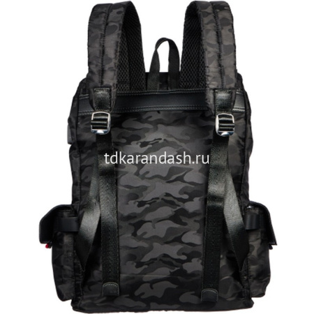 Рюкзак 37х28х17см, 780гр, 2 отделения, 4 кармана, USB разъем, паттерн с блеском, черный ВР89819 от магазина "Карандаш"