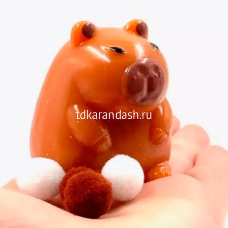 Игрушка-антистресс сквиш "Капибара" 5х5см с помпонами Y11026-24 от магазина "Карандаш"