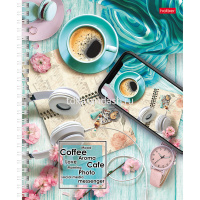 Тетрадь А5 96л клетка "Время для кофе" на спирали 4 дизайна 063015 от магазина "Карандаш"