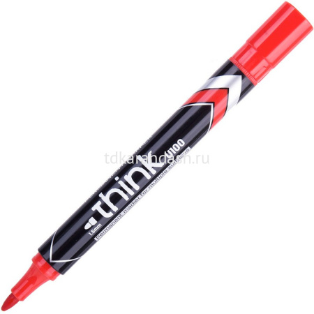 Маркер перманентный "Think" красный, пулевидный наконечник, толщина линии 1,5-3мм EU10040