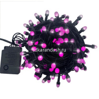 Эл/гирлянда 100 розовых диодов длина 9м, 8 режимов, шнур зеленый 2021-14 от магазина "Карандаш"