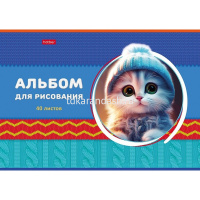 Альбом для рисования А4 40л "ЛапУшки в шапочках" на скобе 5 дизайнов 085154 от магазина "Карандаш"