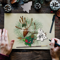Набор холстов-магнитов новогодняя елка 6,5х7,5см 4шт. 100% хлопок 280г/м2 195233 от магазина "Карандаш"