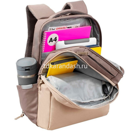 Рюкзак 28х40х16см, 760гр, 2 отделения, 4 кармана, бежевый с обвесом RD-644-1/3 от магазина "Карандаш"