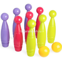 Игра "Боулинг. Дружная семья" пластик 25х25см (9 кеглей, 2 шара) 9334/РС от магазина "Карандаш"