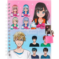 Блокнот 110х150мм 48л "Аниме" с замочком, клетка, на спирали, 4 дизайна M-9278 от магазина "Карандаш"