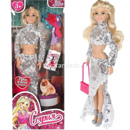 Кукла "София" 29см с сумочкой и расческой подвижная, пластик\текстиль 66001-BF43-S-BB от магазина "Карандаш"