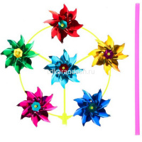 Ветрячок 6 вертушек Цветок, голография, длина 46см 2039-374 от магазина "Карандаш"