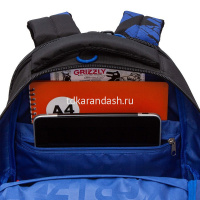 Рюкзак 32х42х22см, 1100гр, 2 отделения, 4 кармана, черный/синий RU-423-14/11 от магазина "Карандаш"