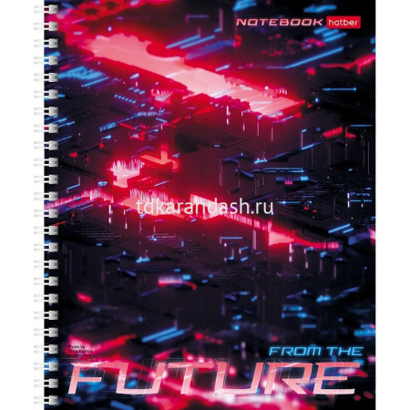 Тетрадь А5 96л клетка "Future" на спирали, многоцветный срез, перфорация на отрыв 4 дизайна от магазина "Карандаш"