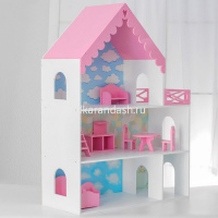 Кукольный дом 3 этажа "Джем" 70х94х30см с обоями и набором мебели, дерево ДК20220П/1 от магазина "Карандаш"