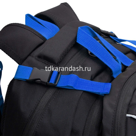 Рюкзак 28х39х17см 943гр, 2 отделения, 3 кармана, с сумкой для обуви, черный/синий RB-458-1/1 от магазина "Карандаш"